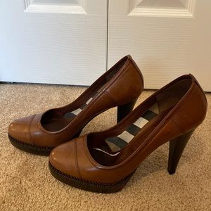 Burberry Brown Leather Platform Pumps